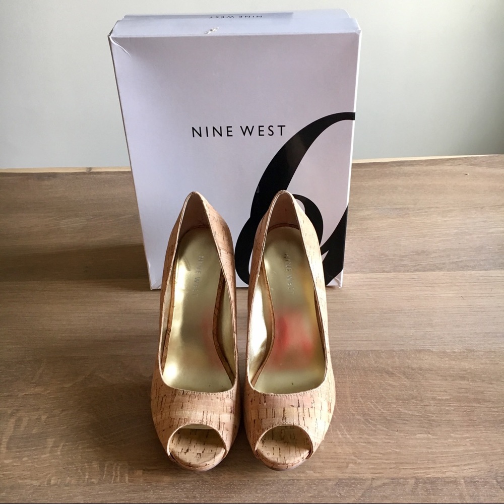 Cork Peep Toe Pumps